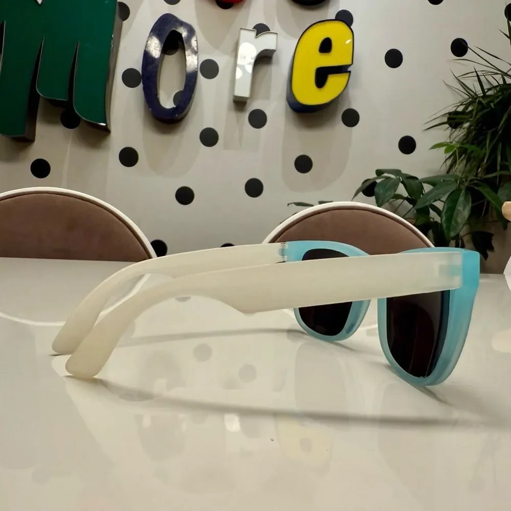 Vintage Deadstock 80s 90s Unisex Aqua Frost Translucent Color Change Sunglasses
